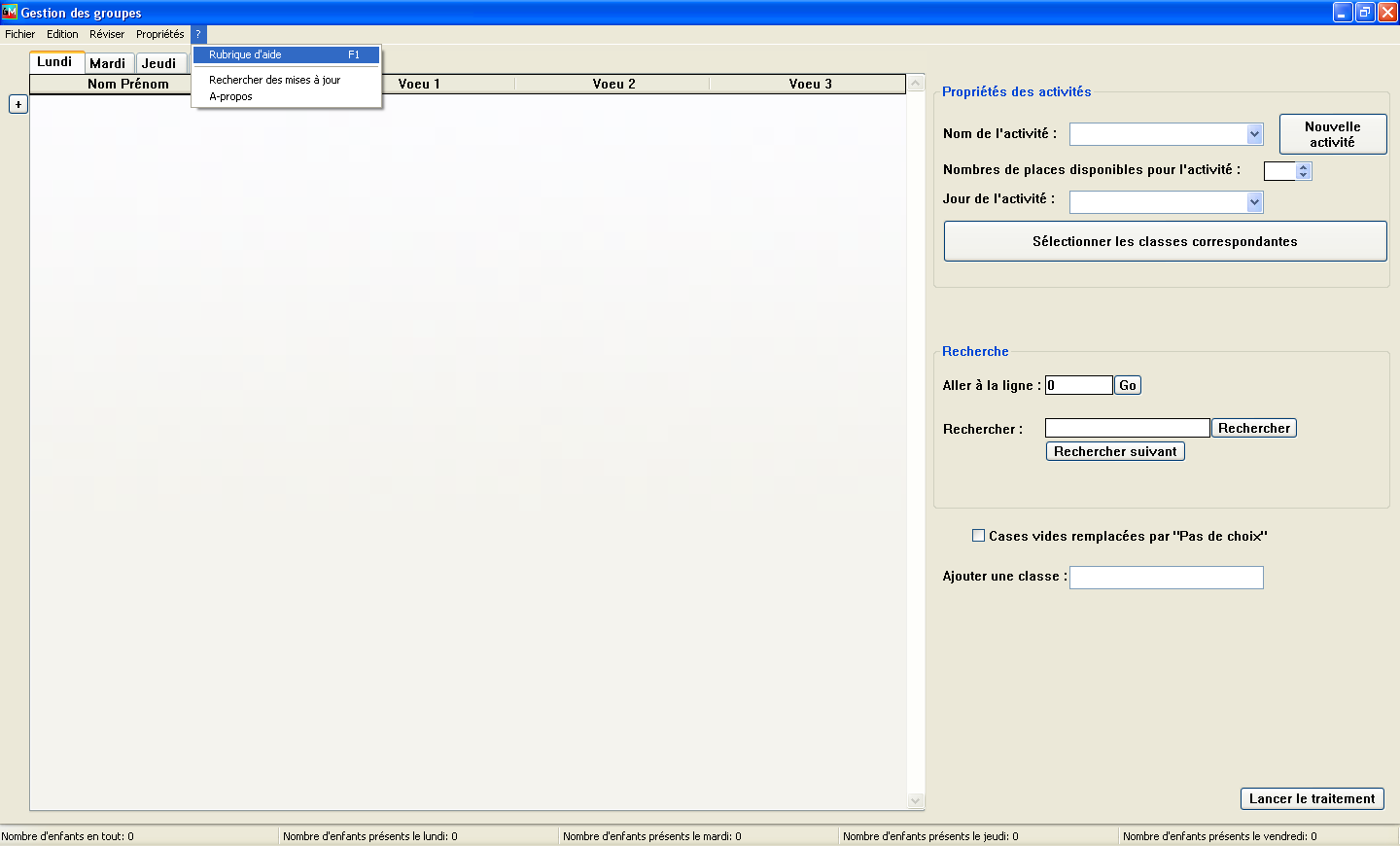 Accéder à la rubrique d'aide.